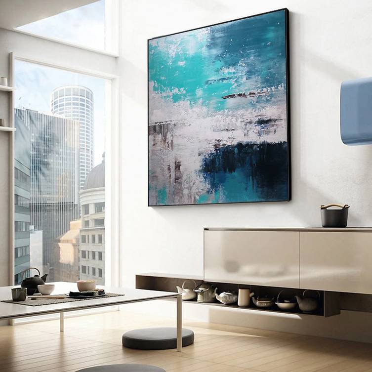 Green Sky Modern Abstract Canvas Artwork XD5Y3 wall art